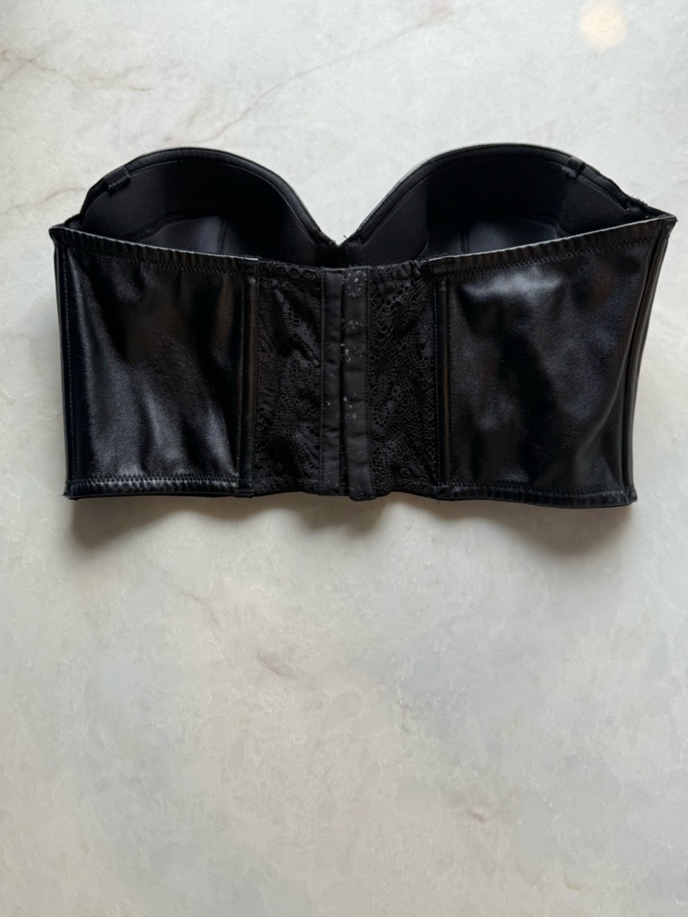 Victoria’s Secret Faux Leather Strapless Bustier - Black 36 C - Picture 2 of 5